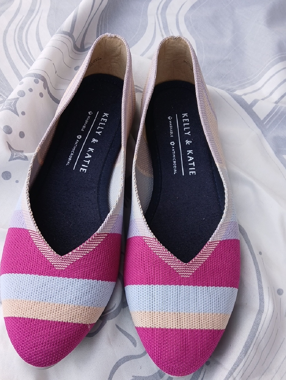 Kelly & Katie Pink Multi-Stripe Knit Flats